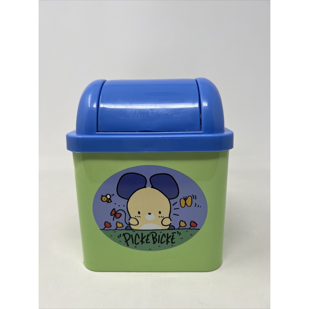 SANRIO VINTAGE 1995 PICKE BICKE TIN Metal Container Desktop Trash Can